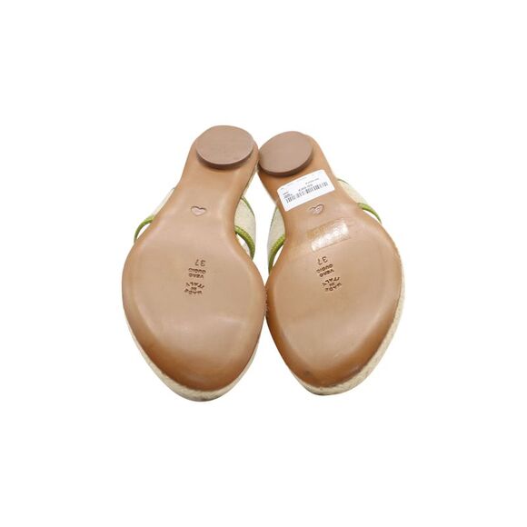 Pre Loved Moschino Vintage Espadrille Thong Sandals Button Detail Women Beige - Picture 6 of 6